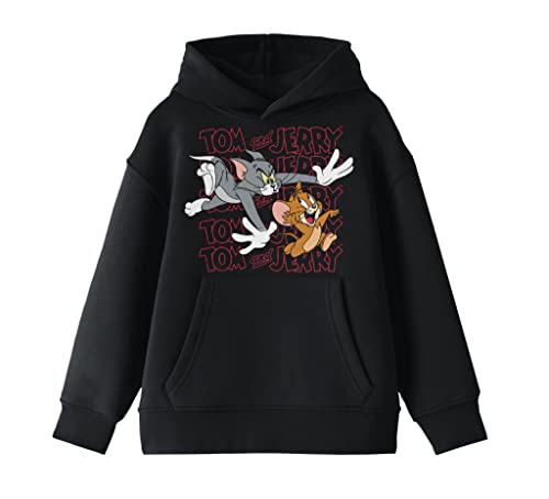 Bioworld Tom and Jerry Chase Scene Boy's Black Sweatshirt-Large