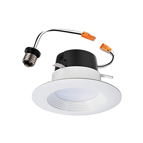 HALO 4-inch Recessed LED Can Light – Retrofit Ceiling & Shower Downlight – 3000K - Baffle White Trim - 1 Pack