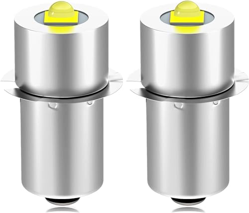 JESLED Upgrade LED Flashlight Bulb, 12V 18V DC3.5-24V, 3W PR2 P13.5S Maglite LED Conversion Kit for Ryobi Milwaukee Craftsman Lamp, 6000K Bright White Maglight Bulbs Replacement 2 Pack