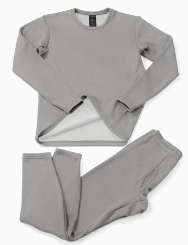 LAPASA Men's Thermal Underwear Set Soft Fleece Lined Long Johns Heavyweight Base Layer Top & Bottom Winter Thermoflux 300 Extra Warm M24 Medium Light Heather Grey