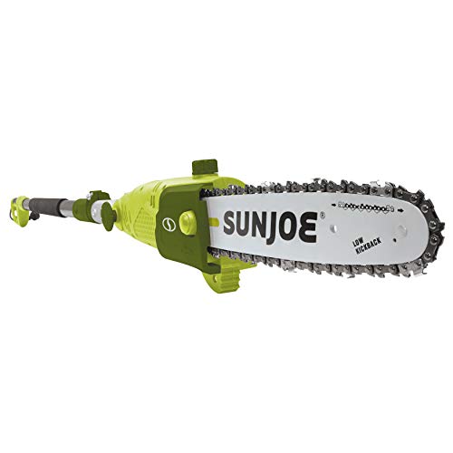 Sun Joe SWJ803E 10 inch 8.0 Amp Electric Multi-Angle Pole Chain Saw, Corded electric, Green