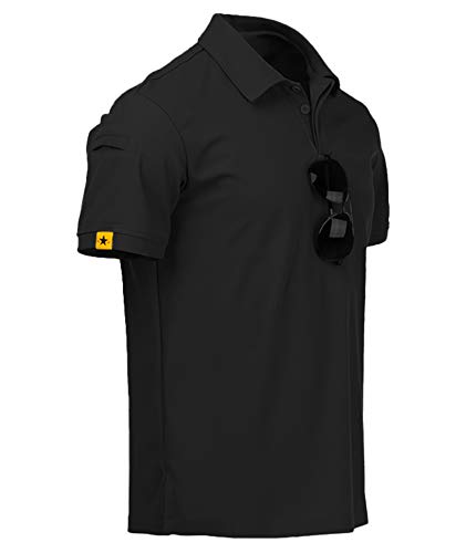 ZITY Mens Polo Shirt Short Sleeve Sports Golf Tennis T-Shirt Black-M