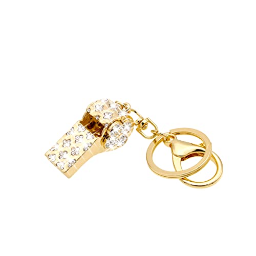 Moioee Blingbling Shining Mini Whistle Keychain, Metal Rhinestone Whistle Keyring for Bag Purse Backpack Handbag, Crystal Car Charming Cute Decoration Pendant Key Chain for Women Girls