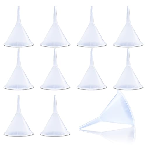 AYXX Small Funnels for Filling Bottles Mini Polycrylic Plastic Funnel Narrow Neck Funnel for Bottles,Sand Art,Perfumes,Essential Oils,Filling Bottles,Urn Funnel Filling Kit(10 Pack)