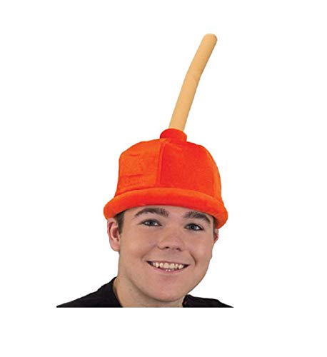 Jacobson Plunger Hat Plush Orange Velveteen Teen Adult