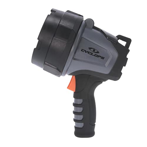 Cyclops 900 Lumens 10-Watt LED Rechargeable Handheld Spotlight with AC/DC Charger, 12V DC Car Plug