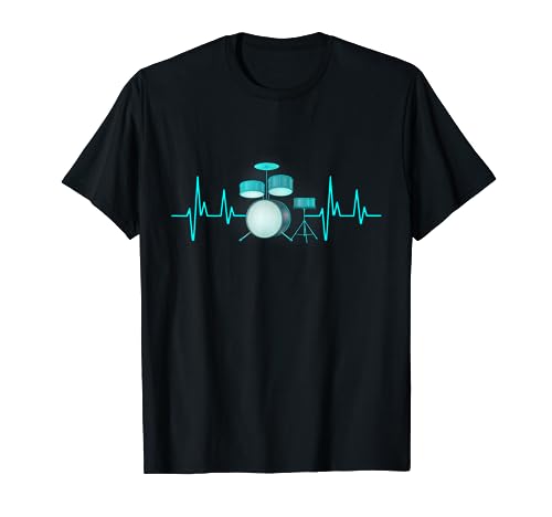Drummer Drums Heartbeat Drumstick Drumset Music Lover T-Shirt