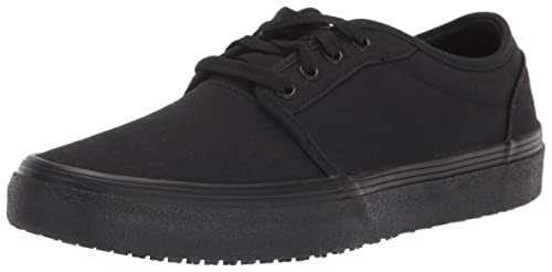 Shoes for Crews Merlin, Men's, Women's, Unisex Slip Resistant Canvas Work Shoes, Water Resistant, Black, Men's 12 / Women's 13.5