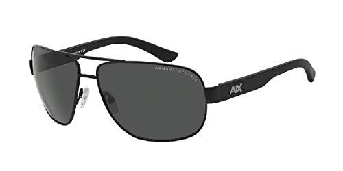A｜X ARMANI EXCHANGE AX2012S 606387 62M Satin Black/Black/Grey Solid Pilot Sunglasses For Men+ BUNDLE with Designer iWear Eyewear Kit