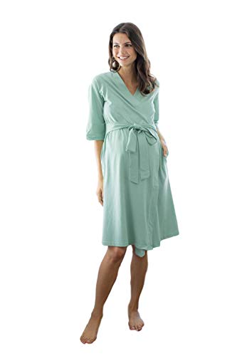 Baby Be Mine Maternity Labor Delivery Nursing Robe Hospital Bag Must Have (L/XL pre Pregnancy 12-18, Sage)