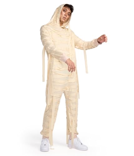 Tipsy Elves’ Men’s Mummy Costume - Funny Movie Monster Halloween Jumpsuit Size Large