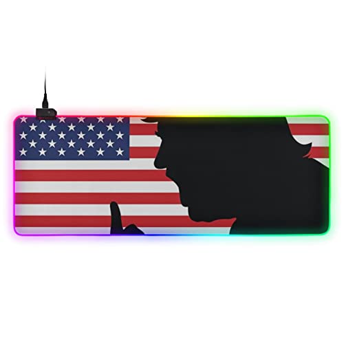 Large RGB Gaming Mouse Pad 01 Mar 2017 Picture Donald Trump Glowing Extended Mousepad 31.5x11.8in, Soft Anti-Slip Rubber Base Luminous Mouse Mat for Pc Laptop, Gaming, Office, Home