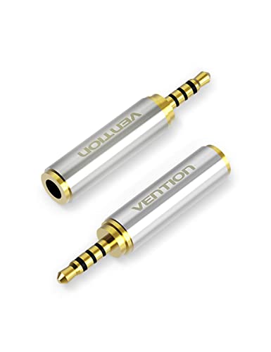 VENTION 3.5mm Female to 2.5mm Male Audio Adapter Converter Premium Quality Headphone Earphone Headset 2.5mm Male to 3.5mm Female Audio Connector Gold Plated 3 Ring Jack Stereo or Mono(2 Pack)