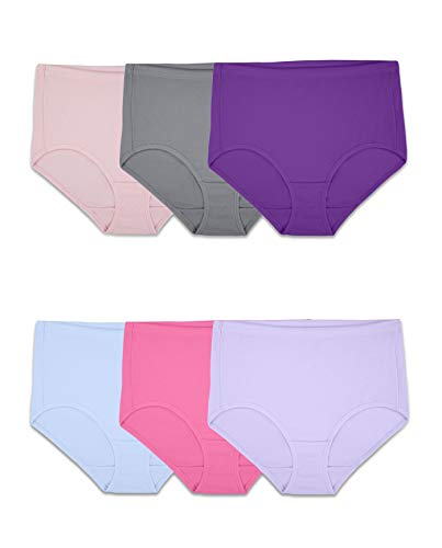 Fruit of the Loom Women's Underwear Breathable Panties (Regular & Plus Size), Brief - Cotton Mesh - 6 Pack, 7