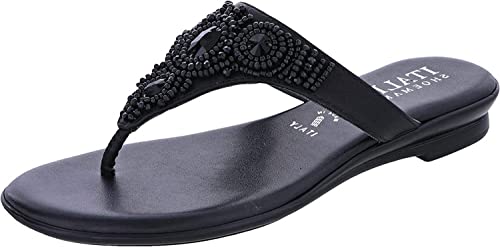 ITALIAN Shoemakers Womens Mystify Thong Sandal (8, Black)