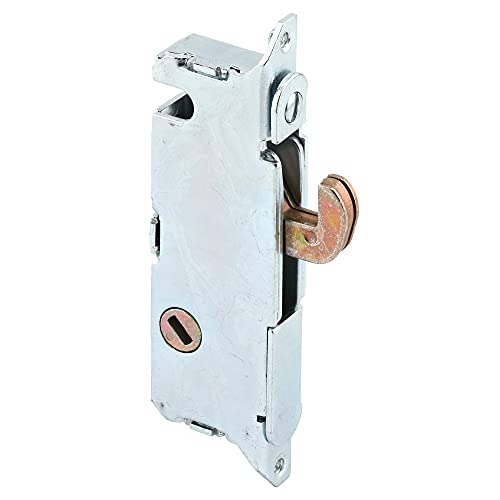 Prime-Line E 2014 Stainless Steel Mortise Lock for Patio Sliding Doors Constructed of Wood, Aluminum, and Vinyl, 3-11/16  Inch, 45 Degree Keyway, Silver, Set of 1