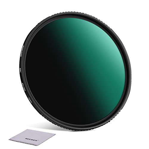 NEEWER 72mm ND Filter ND1000 10 Stops Neutral Density Filter Multi Layer Nano Coated/HD Optical Glass/Water Repellent/Scratch Resistant/Ultra Slim Black Matte Aluminum Alloy Frame for Long Exposure