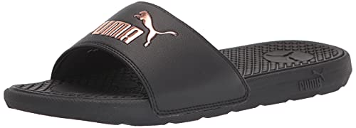 PUMA Women's COOL CAT Slide Sandals, Puma Black-Rose Gold, 7
