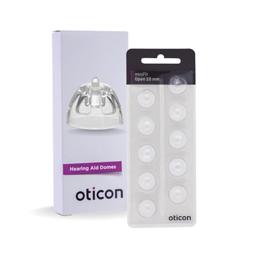 Genuine Oticon Hearing Aid Domes Minifit Open 10mm (0.39 inches - Large), Oticon Branded OEM Denmark Replacements, Authentic Accessories for Optimal Performance -1 Pack/10 Domes Total