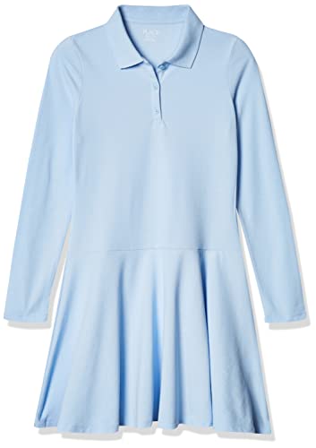 The Children's Place Big Girls' Long Sleeve Polo Dress, Day Break, XL (14)