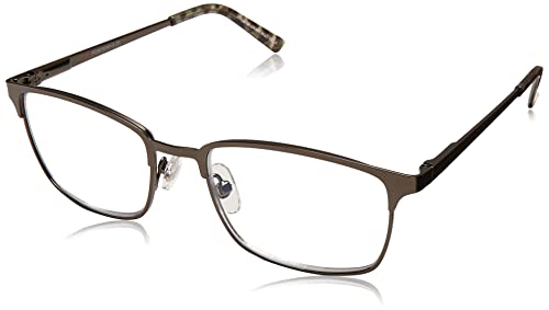 Foster Grant Men's Braydon Multifocus Rectangular Reading Glasses, Gunmetal/Transparent, 54 mm + 2.5 (1018252-250.COM)