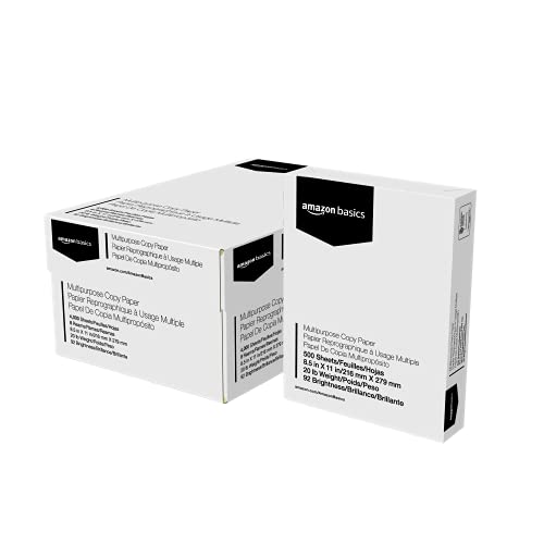 Amazon Basics Multipurpose Copy Printer Paper, 8.5' x 11', 20 lb, 8 Reams, 4000 Sheets, 92 Bright, White