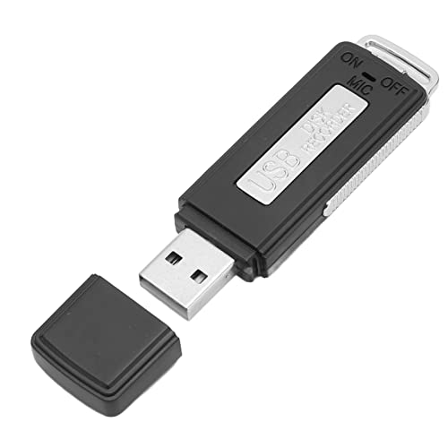 Mini USB Voice Recorder, U Disk Voice Activated Recorder with Playback, One Key Start Small Audio Recorder with Auto Save, for Lectures Meetings Classes (Neutral English, Dual USB Ports 16GB)