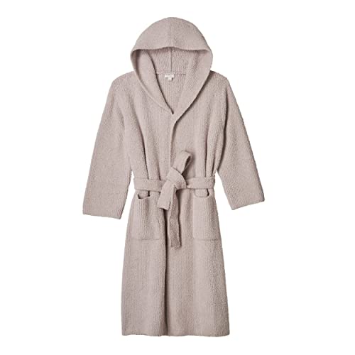 Barefoot Dreams CozyChic Ribbed Hooded Robe, Plush Pool Robe, Long Night Robe, Chic Robe, Classy Robe, Silver Ice, 1