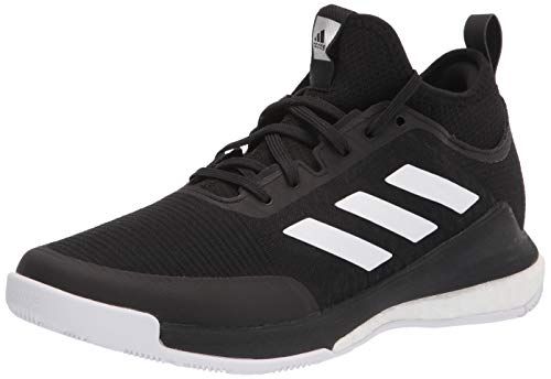 adidas Women's Crazyflight Mid Volleyball Shoe, Black/White/Black, 9