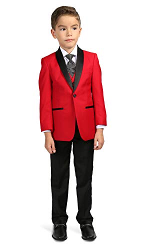 Ferrecci 7 Boys Reno JR RED/Black 5pc Tuxedo Set