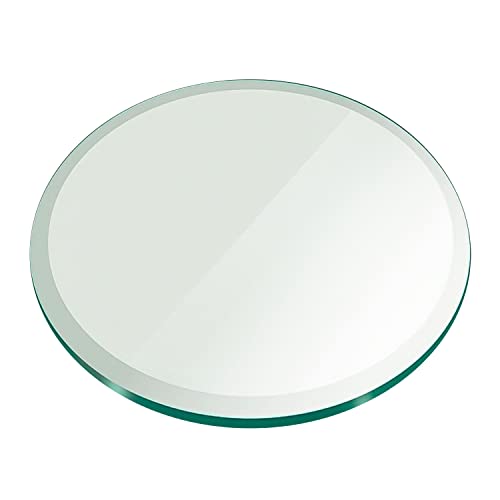 36' Inch Round Glass Table Top 1/2' Thick Tempered Beveled Edge by Fab Glass and Mirror