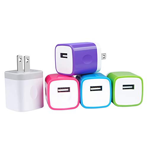 USB Wall Plug,GiGreen Single Port Fast Charging Block 5Pack USB Charging Plug Cube Wall Adapter Compatible iPhone 15 14 Pro Max 13 12 11 X 8 7 SE,Samsung Galaxy A14 5G S23 Ultra A13 A23 S21 FE S22 S20