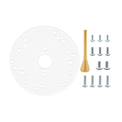 POWERTEC 71022 dia 6-1/2' Clear Acrylic Router Sub Base Plate w/Centering Pin, Screws and Multiple Holes, Fits Porter Cable, Bosch, Craftsman, Dewalt, Hitachi, Makita, Milwaukee, Ryobi