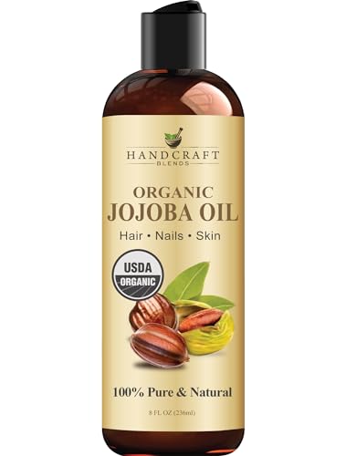 Handcraft Blends USDA Organic Jojoba Oil - 8 Fl Oz - 100% Pure and Natural - Premium Grade Oil for Face, Body and Hair - Anti-Aging Oil - Cold-Pressed and Hexane-Free