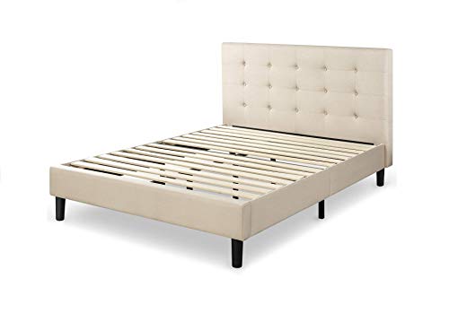 ZINUS Ibidun Upholstered Platform Bed Frame, Mattress Foundation, Wood Slat Support, No Box Spring Needed, Easy Assembly, Queen, Beige