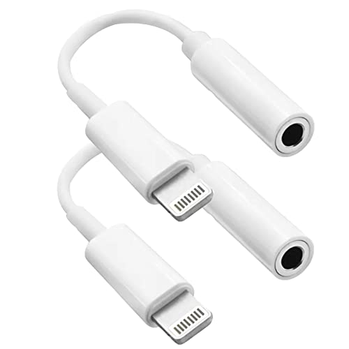 [Apple MFi Certified] 2 Pack for iPhone 3.5mm Headphones Adapter, Lightning to 3.5 mm Headphone/Earphone Jack Converter Audio Aux Dongle Compatible with iPhone 14 13 12 11 Pro XR XS Max X 8 7