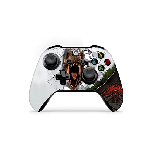 ZOOMHITSKINS Controller Skin Compatible with Xbox One S and Xbox One X, 3M Vinyl Sticker Technology, T rex Dinosaur White, Durable, Bubble-Free, Goo-Free, 1 Skin, Made in The USA
