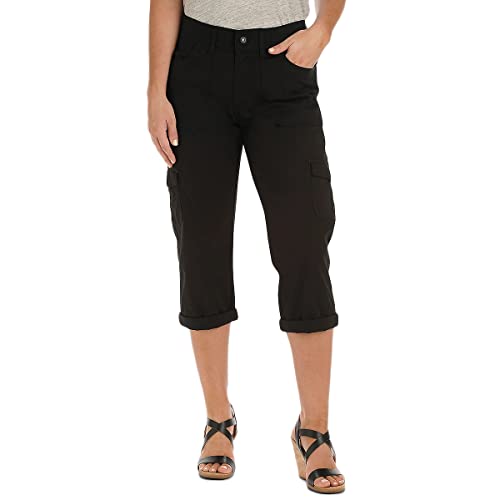 Lee Missy Women's Relaxed Fit Austyn Knit Waist Cargo Capri Pant, Black, 14