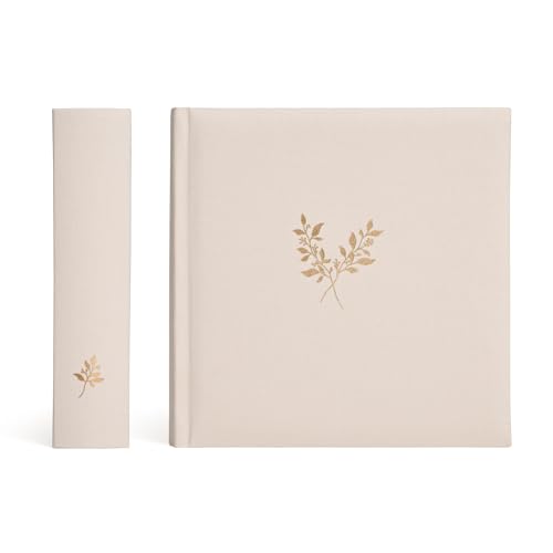Luxury Linen Photo Album with Acid Free Pockets, Traditional Book Bound with Hard Cover, 200 Pockets for 4x6 photos, Photo Book for Wedding, Family Pictures, Anniversary, Baby Shower or Gift (Oat)