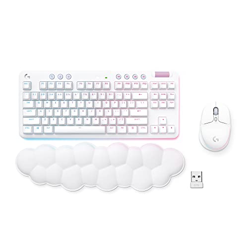 Logitech G Wireless Gaming Combo, G715 Keyboard Tactile + G705 Mouse, Customizable LIGHTSYNC RGB Lighting, Lightspeed Wireless, Bluetooth, PC/Mac/Laptop - White Mist