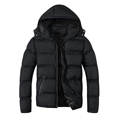 MADHERO Men's Puffer Jacket Water-Resistant Insulated Down Alternative Outerwear Coats Black Size S
