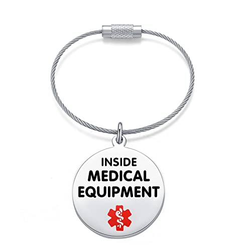 Divoti 1.25' Stainless Steel Dual-sided MEDICAL EQUIPMENT INSDIE Bag Tag for Respiratory Devices - Cable Loop