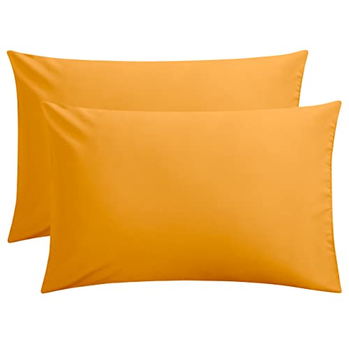FLXXIE Microfiber Pillow Cases Queen Size Set of 2, Soft Pillowcases with Envelope Closure, Wrinkle Resistant Pillow Covers, 20x30, Ginger Yellow