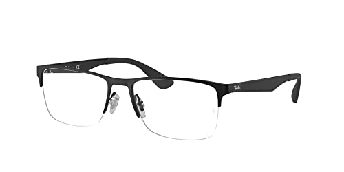 Ray-Ban RX6335 Rectangular Prescription Eyeglass Frames, Matte Black/Demo Lens, 54 mm
