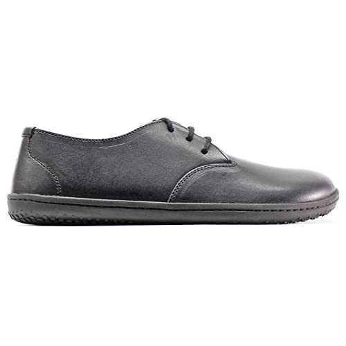 Vivobarefoot Ra III, Mens Leather Barefoot Oxford Lace Up Shoe Black