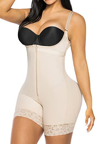 YIANNA Fajas Colombianas Shapewear for Women Postparto Postpartum Tummy Control Body Shaper Butt Lifter Bodysuit Beige,YA7212-Beige-M