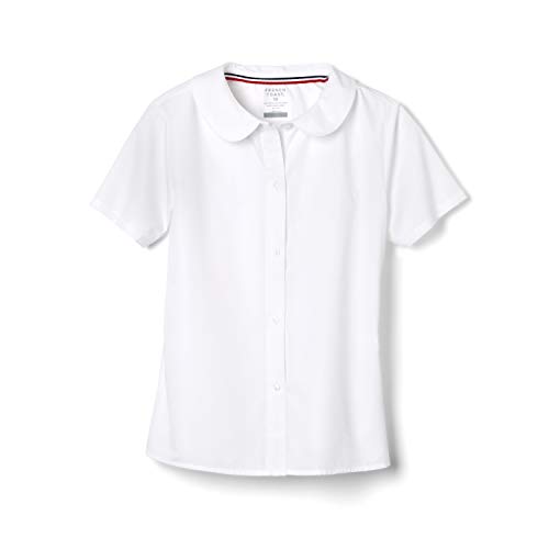 French Toast girls Short Sleeve Peter Pan Collar (Standard & Plus) Blouse, White, 14.5P US