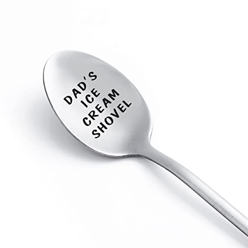 Gifts for Dad Ice Cream Spoon Scoop for Ice Cream Lovers, Stocking stuffers for men Funny Engraved Stainless Steel Spoon Shovel, Birthday Fathers Gifts Christmas Thanksgiving Gifts for Him