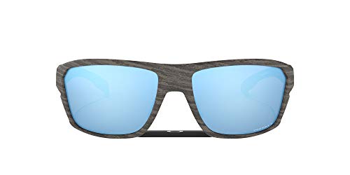 Oakley Men's OO9416 Split Shot Rectangular Sunglasses, Woodgrain/Prizm Deep Water Polarized, 64 mm