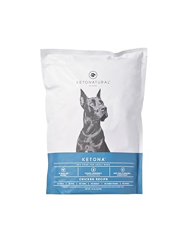 Ketona Chicken Recipe Adult Dry Dog Food, Natural, Low Carb (only 5%), High Protein (46%), Grain-Free, The Nutrition of a Raw Diet with The Cost and Convenience of a Kibble; 4.2lb